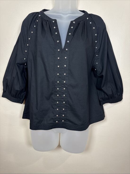 Evereve Tops - EVEREVE Womens Blouse Top S Studs Boxy Fit Balloon Sleeve Modern City Chic